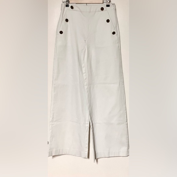 White Sailor Style Wide-Leg Pants - Size 6 (Boutique) - Picture 3 of 4